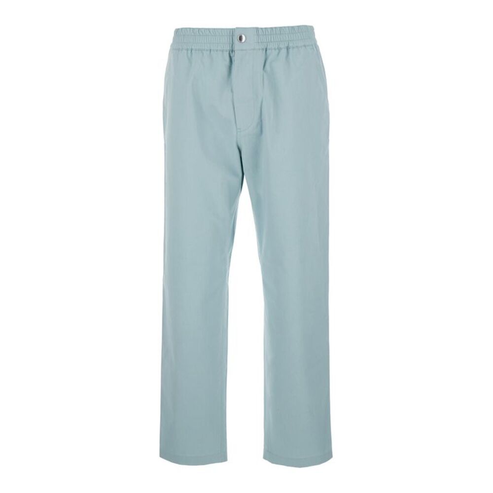 Maison Kitsune Men Light Blue Straight Pants In Cotton Man